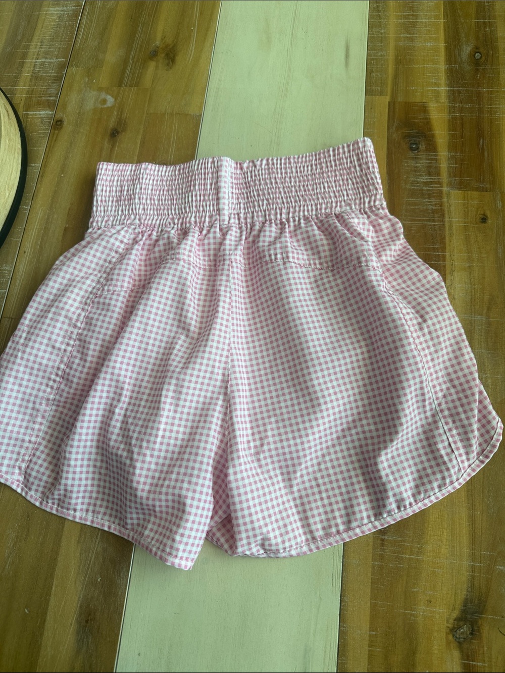 Amazon Pink Gingham Elastic-Waist Athletic Shorts